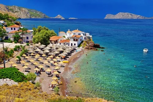 beach on Hydra island greece